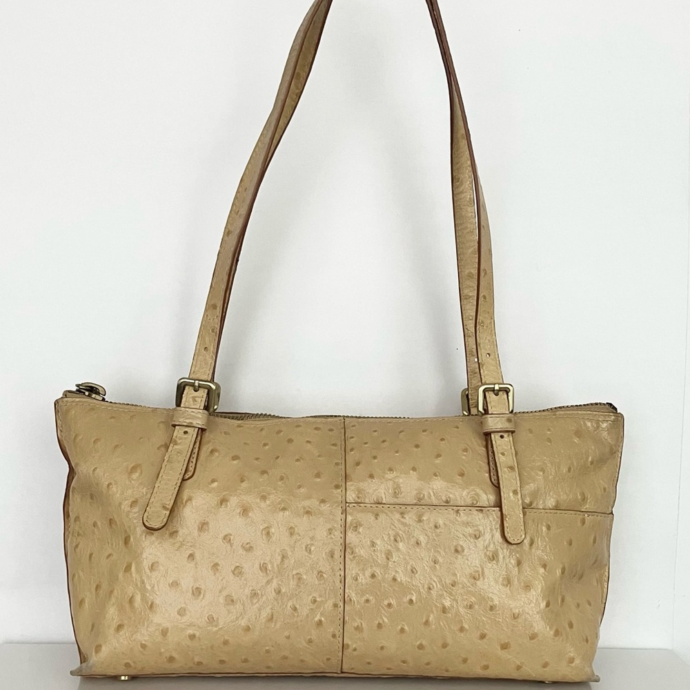 HOBO The Original Champagne Tan Ostrich Leather Shoulder Bag